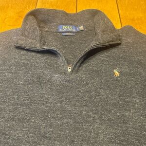 Polo Ralph Lauren Quarter Zip Estate Rib Sweater Large Color Black Flesh Pony